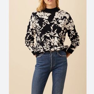 Amour Vert Almira Sweater Plus Size 3X Preppy Organic Cotton Long Sleeve Floral